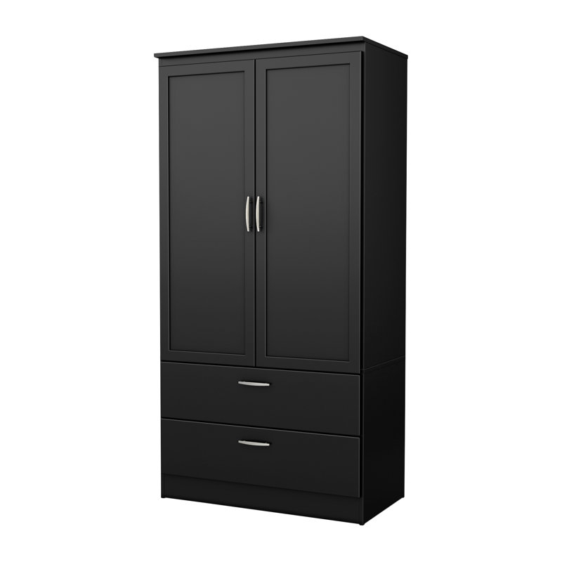 Home & Garden Furniture 2 Door Wardrobe Wood Closet Armoire Adjustable Shelves Hanging